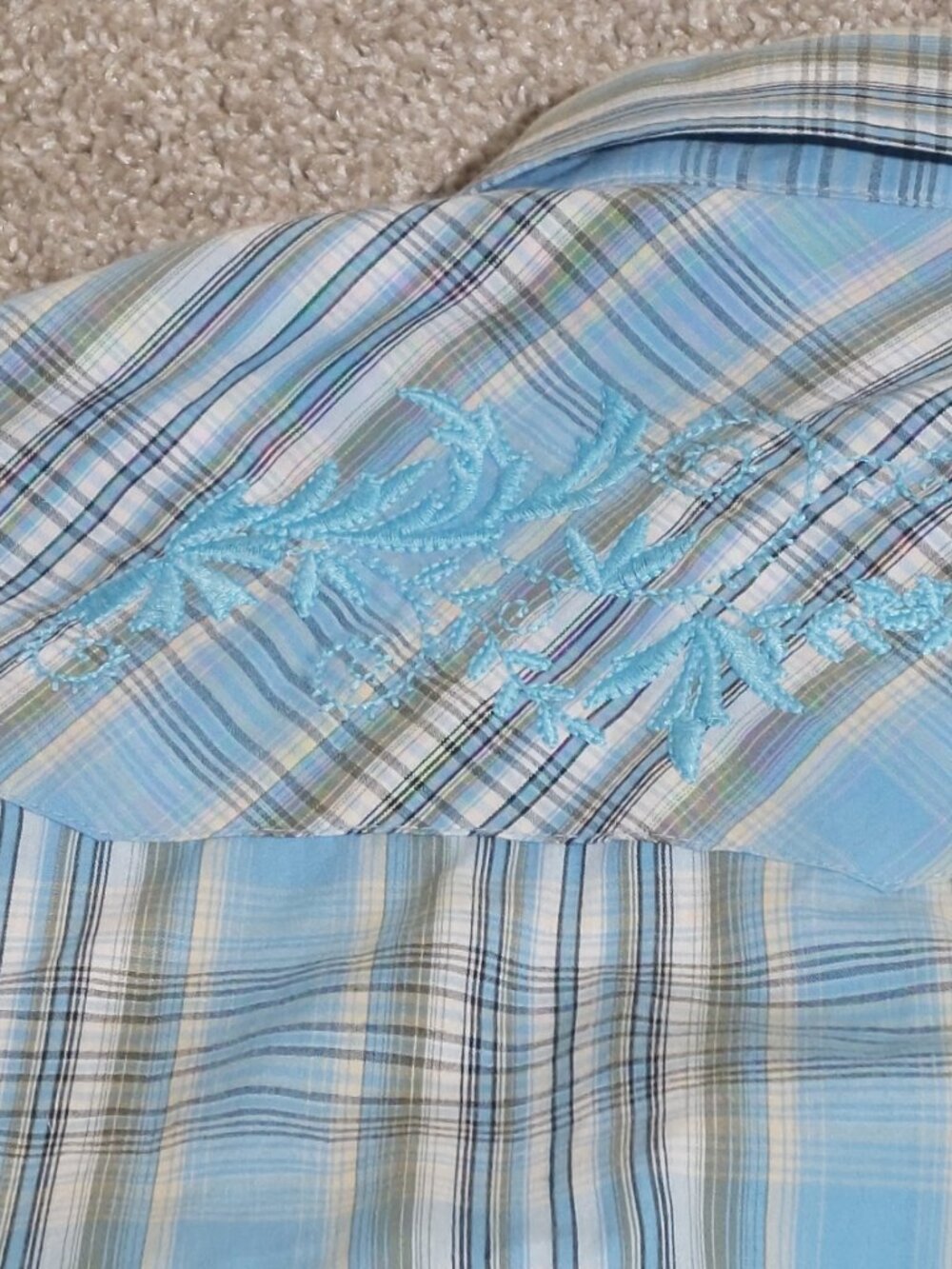 Vintage Painted Mesa Embroidered Western Shirt - Pearl Snap Size XLT - Picture 8 of 9